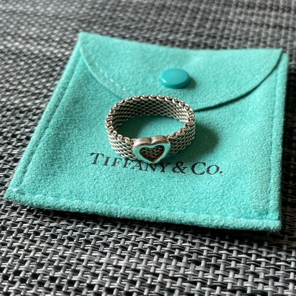 Tiffany mesh heart ring, size 8